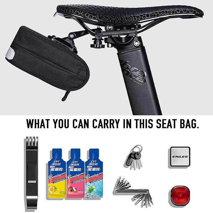 ENLEE Bike Saddle Bag, Adjustable Bicycle Seat Bag, Quick-release Tail Bag Cycling Seat Pack for Mountain Road Bikes (Green)