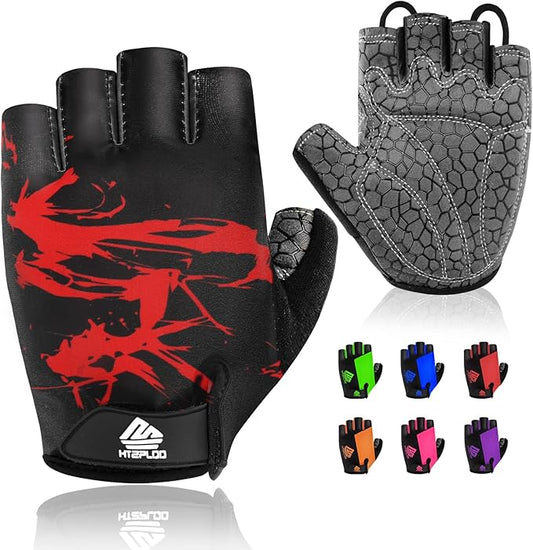 Bike Gloves for Men Women with Anti-Slip Shock-Absorbing Pad, Light Weight Half-Finger Cycling Gloves