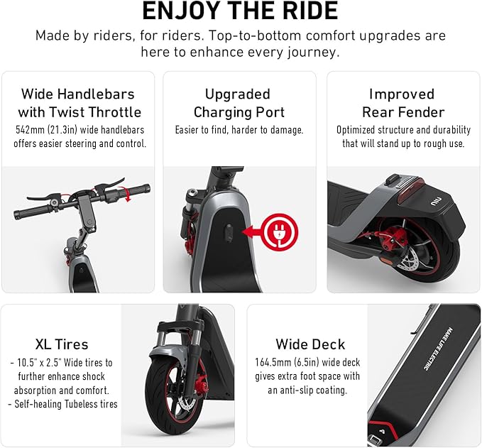 NIU K100F/K300X Electric Scooter Adults - 600W-900W Peak Power, 18-41 Max Range, Top 17.4-23.6 MPH, Portable E Scooter w/Suspension for Commute, Sup. Turn Signal, Folding Handlebars(Only K100F)
