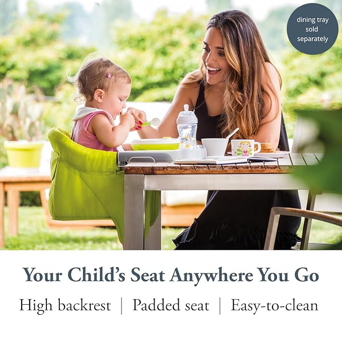 Inglesina Fast Table Chair, Lime - Portable Baby High Chair - for Babies & Toddlers up to 37 lbs - Collapsible Design - Fits Tables 0.8'' to 3.5'' Thick - Compact & Easy to Use - Travel Bag Included