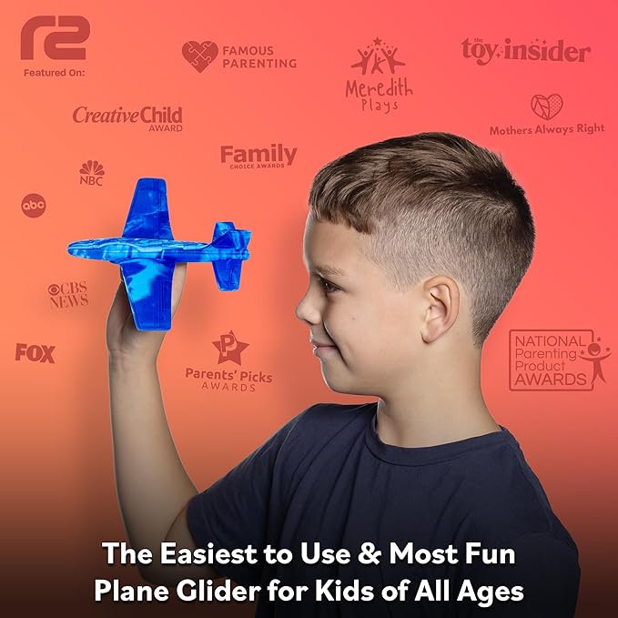 Airplane Toy Foam Airplanes for Kids - Best Stocking Stuffers for Boys & Girls - Easy Throwing Air Planes - Gift Idea Toy Games - Styrofoam Plane Glider - Great Gifts for Ages 4 5 6 7 8 9+ Year Old