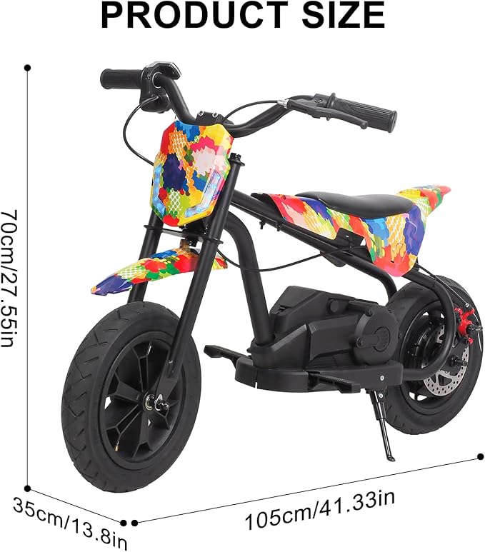 Electric Dirt Bike, 24V 250W Electric Dirt Bike for Adults, Electric Dirt Bikes with Up to 9.32-13 MPH & 6.84-9.32 Miles Long-Range, Electric Toddler Motorcycle for Kids Boys Girls Gift, Ages 5-12