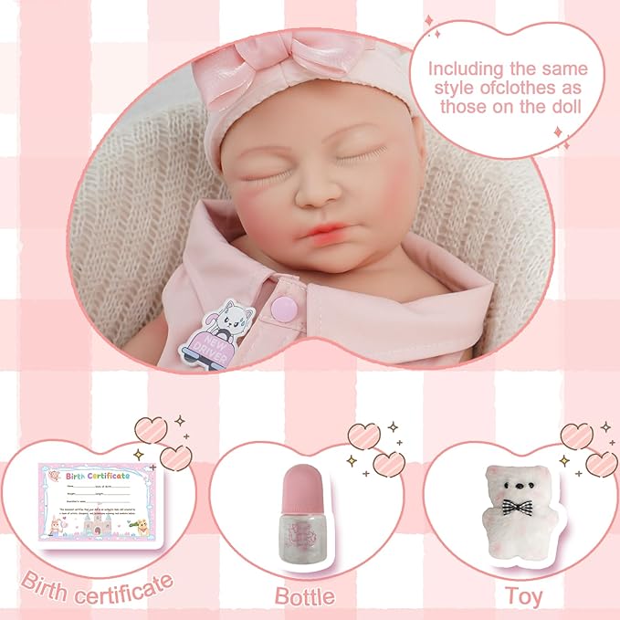 20.67 in Full Silicone Reborn Baby Dolls, 1:1 Lifelike Newborn Dolls Non Vinyl Realistic Reborn Toddler Dolls Boy Washable Sleeping Doll