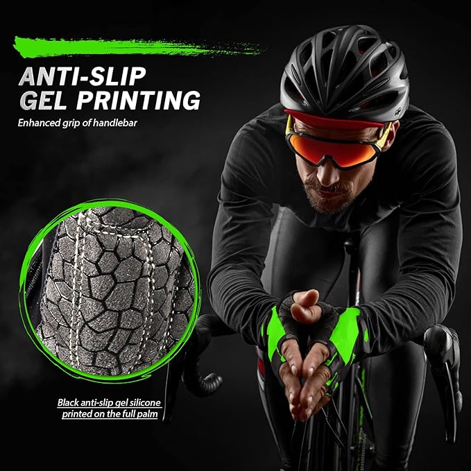 Bike Gloves for Men Women with Anti-Slip Shock-Absorbing Pad, Light Weight Half-Finger Cycling Gloves