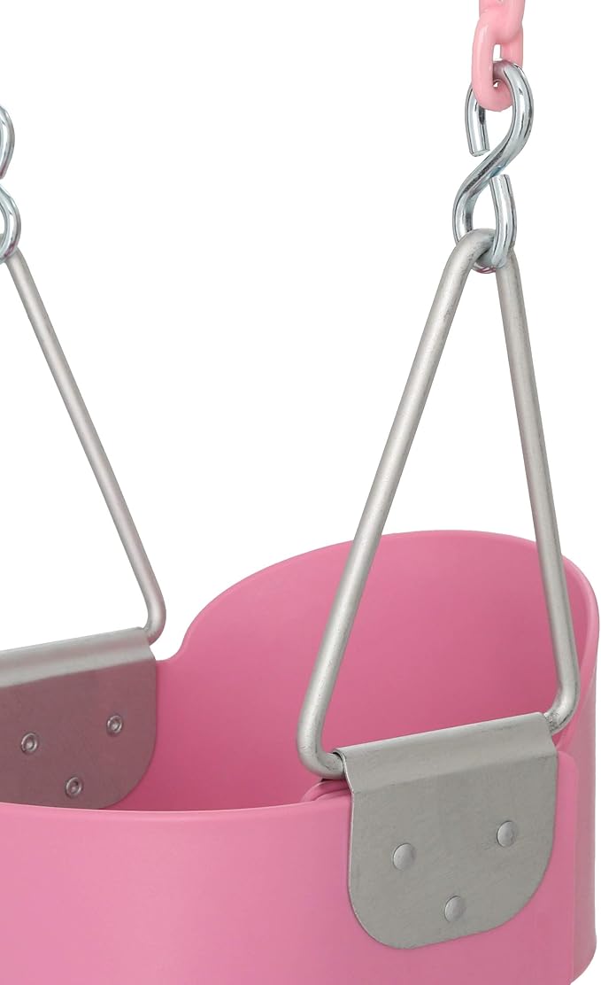Gorilla Playsets 04-0008-PK/PK Full Bucket Toddler Swing, Pink Bucket, Pink 60" Plastic Coated Chains, 50 lb Capacity
