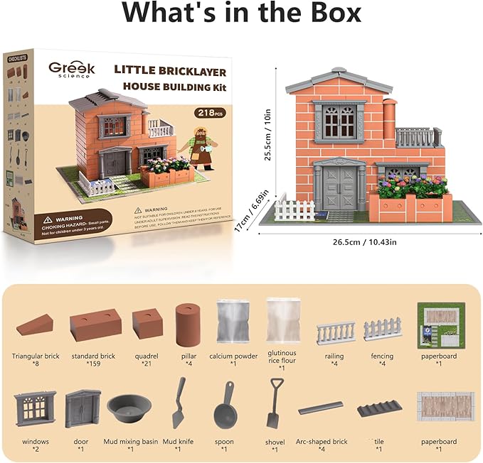Mini House Building Kit for Kids Age 8+ - Block Building Toys with Real Mini Bricks, STEM Creative Gifts for Boys Girls- DIY Tiny House Construction Set