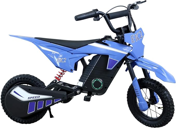 EK2 Kids Electric Dirt Bike, 350W Motor, 15 MPH Max Speed, 36V 5.2Ah Lithium Battery 12 Miles Max Range, Electric Motorcycle for Kids Aged 5-10, Blue
