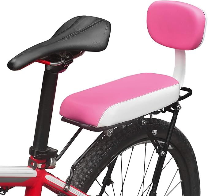 Lixada Bicycle Back Seat Cycling Bike Mountain Bike PU Leather Soft Cushion Rear Rack Seat with Back Rest