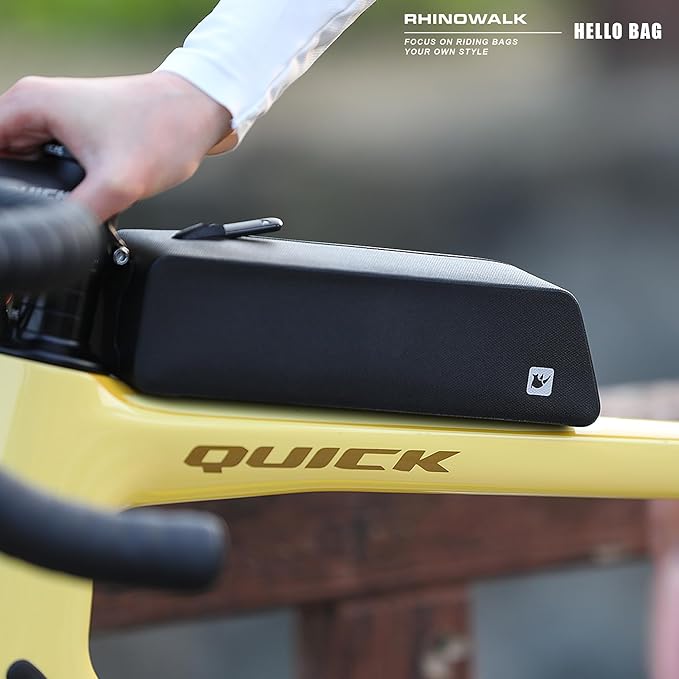 Rhinowalk Bike Top Tube Bag Bike Frame Bag with Zipper Fully Waterproof and Stable Bicycle Frame Bag Bicycle Bag Professional Cycling Accessories for Mountain Road Bike-Orange