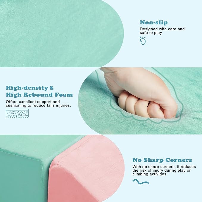 Climbing Toys for Toddlers 1-3, Foam Climb Blocks for Baby，4-Piece Baby Climbing Crawling Toys Soft Foam Blocks Activity Play Set (4-Piece)