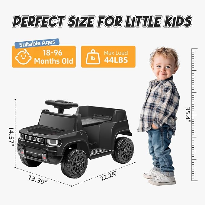 6V Ride On Car for Toddlers, Electric Car with Music, Horn, Pedal, for Ages 18–30 Months, Black