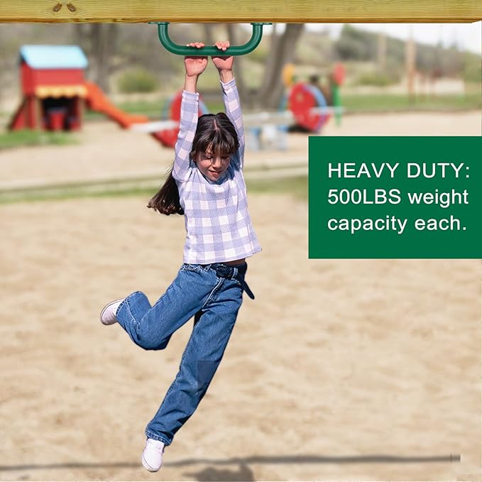 SELEWARE 6-Pack 12-Inch Green Metal Playground Safety Handles – Heavy-Duty, Non-Slip Kids’ Grab Bars for Indoor/Outdoor Playsets, Swing Sets, Playhouses, Treehouses, Jungle Gyms & Climbing Frames