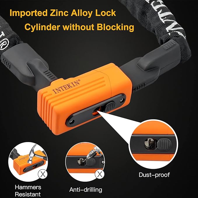 Bike Chain Lock 3FT/4FT/5FT Heavy Duty Bike Lock Anti-Theft Bicycle Chain Lock 8mm/10mm Thicker Bicycle Lock Chain Bike Lock with 3 Keys for Bike, Motorcycle