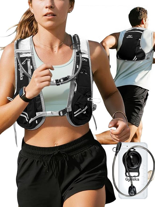 Hydration Backpack, Lightweight Breathable Reflective Pack Adjustable Chest Straps for Running, Marathons, Cycling, Hiking, Trail Vest