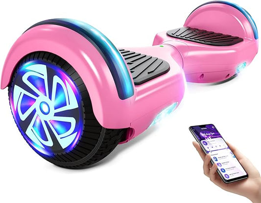 Scooter with Bluetooth Corlorful LED Lights, 6.5" Wheels, Dual 300W Motor Scooter for Kids Girls Boys Adults, All Ages