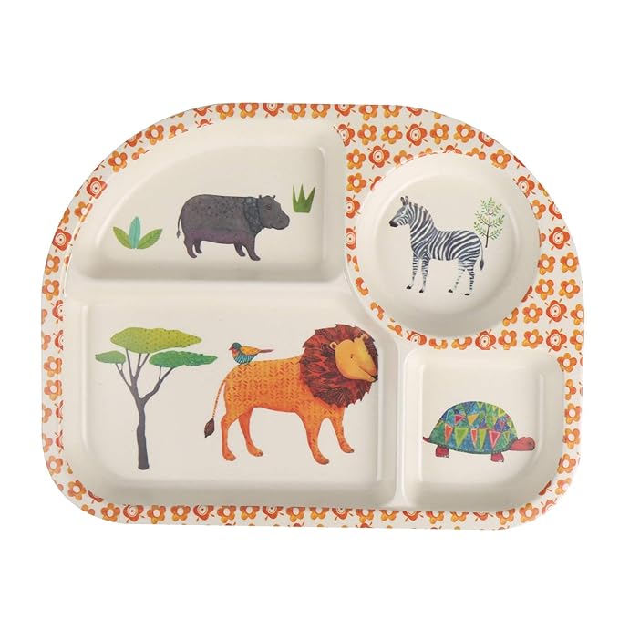 shopwithgreen 7Pcs/Set Bamboo Kids Dinnerware Set - Children Dishes - Food Plate Bowl Cup Spoon Fork Set Dishware, Cartoon Tableware, Dishwasher Safe Kids Healthy Mealtime, BPA Free