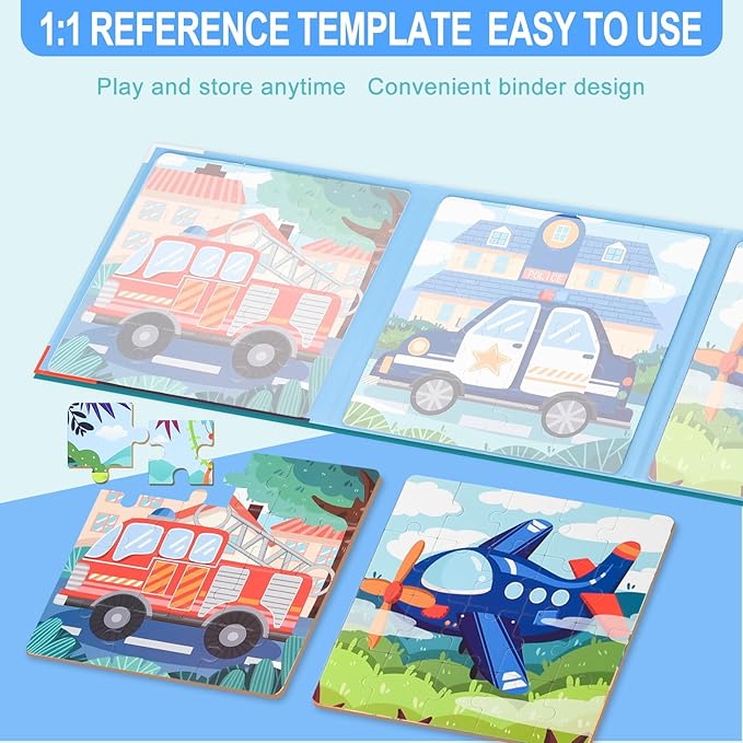 ASTARON Magnetic Puzzles for Toddlers, 12-16-20 Pieces Vehicle Learning Magnet Puzzles for Road Trip, Educational Travel Toys Car Plane Activities for Kids, Kids Birthday Gifts