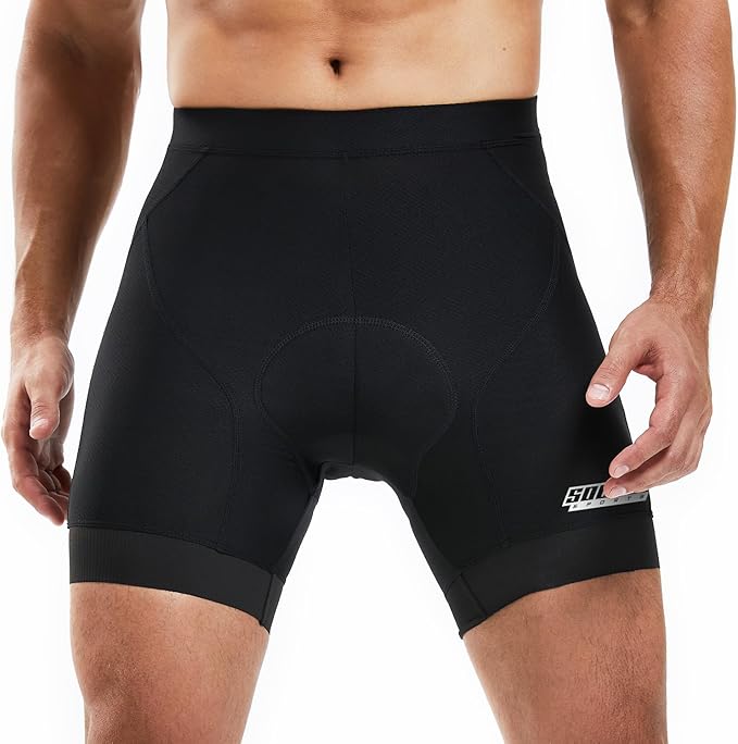 Souke Sports Men's Cycling Underwear Shorts 4D Padded Bike Bicycle MTB Liner Shorts with Anti-Slip Leg Grips