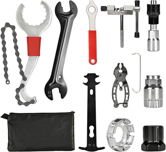 Bike Tool Kit, Professional Bike Repair Tools for Mountain Bike with 3-in-1 Cassette Remover Wrench Crank Puller Extractor Bottom Bracket Freewheel Remover Chain Breaker