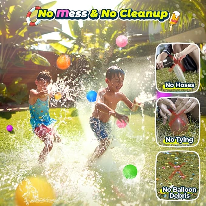 18Pcs Reusable Water Balloons for Kids, Pool Beach Water Toys for Boys and Girls, Outdoor Summer Toys for Kids Ages 3-12