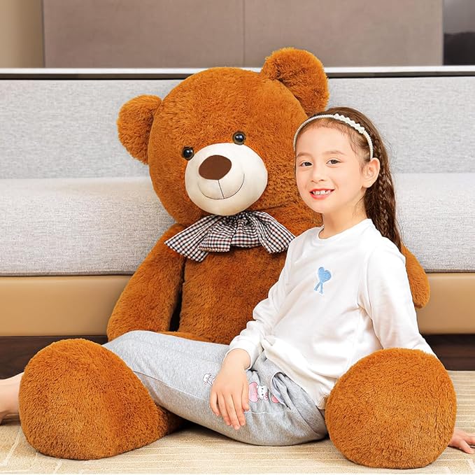 Giant Teddy Bear 55" Stuffed Animals Plush Toy, Cute Life Size Big Soft Bear for Boy Girl Birthday Valentine Mother's Day, 7 LBs, 140 CM, Dark Brown