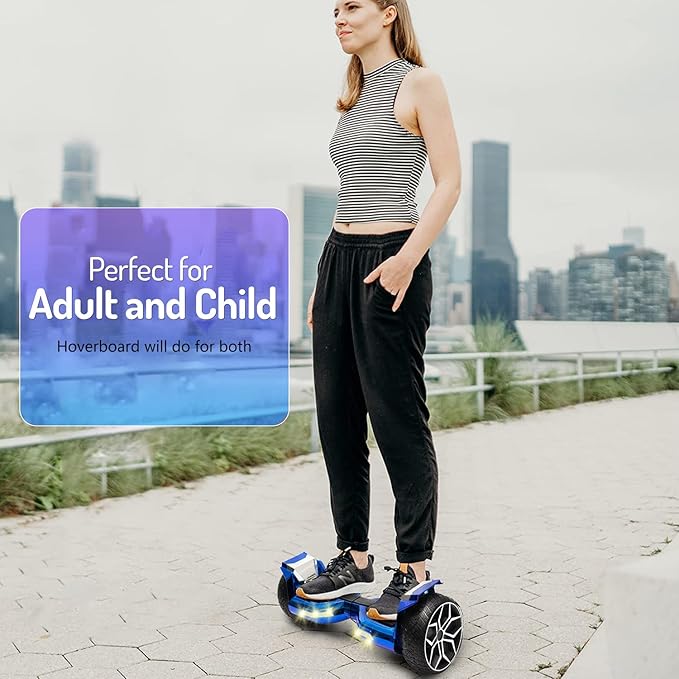 8.5” All Terrain Hover Board, Off Road Self Balancing Scooter with Bluetooth and LED Lights, UL2272 Safety Certified (Blue)