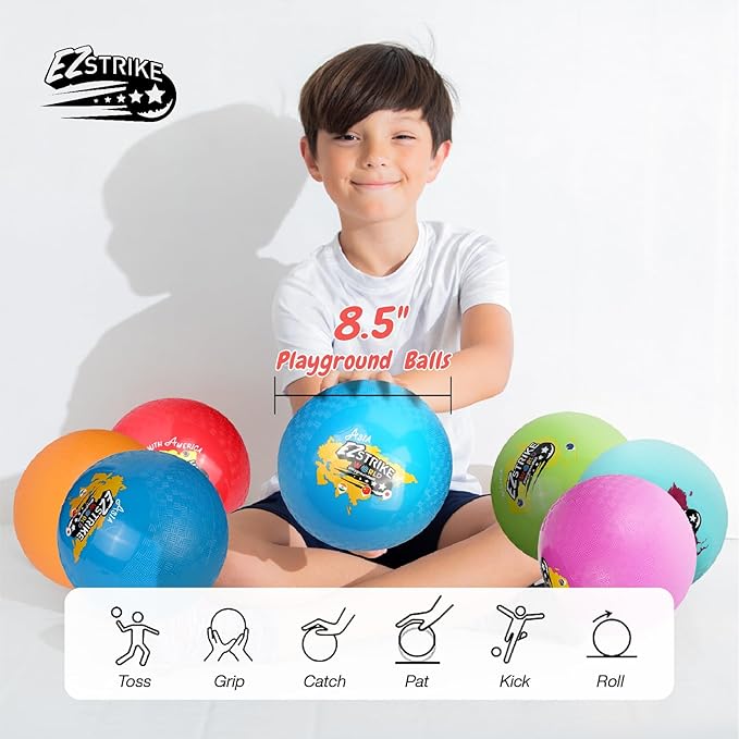 8.5'' Playground Ball Set, Posh Rubber Dodgeballs for Kids and Adults, Handball Kick Ball for Outdoor and Indoor Games, Rubber Balls Includes Pump