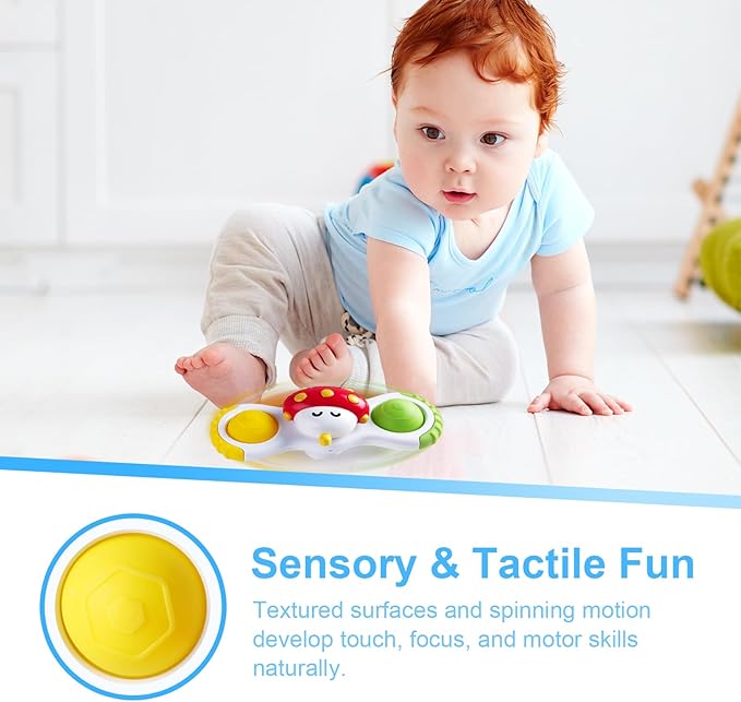 Baby Rocket Suction Cup Spinner Travel Toys for Kids Ages 1-3, Fidget Spinner Toys for 1 Year Old Boy Girl 12 Months, Sensory Bath Toy for Toddlers Infants Birthday