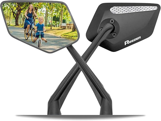 REEZER RS1 - Handlebar Bike mirror, 360° rotatable & foldable, large field of vision, Bicycle rearview mirrors, 0,86" to 1", Reflective - PAIR