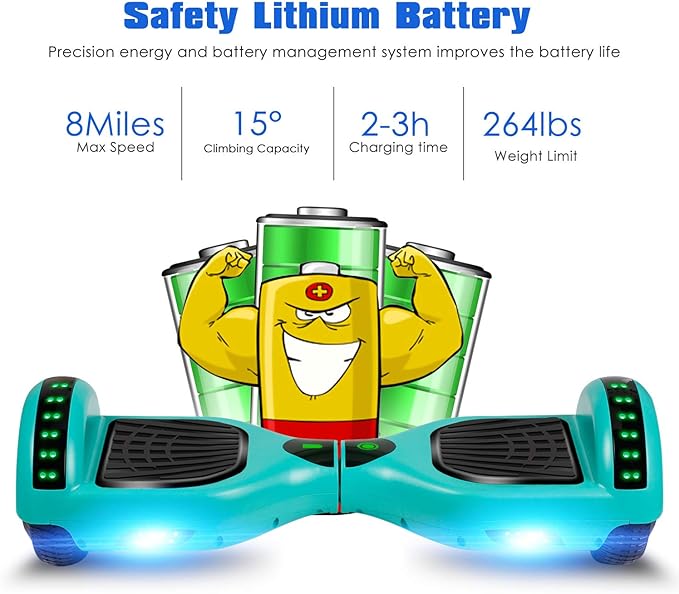LIEAGLE Hoverboard, 6.5" Self Balancing Scooter Hover Board with Bluetooth Wheels LED Lights for Kids Adults
