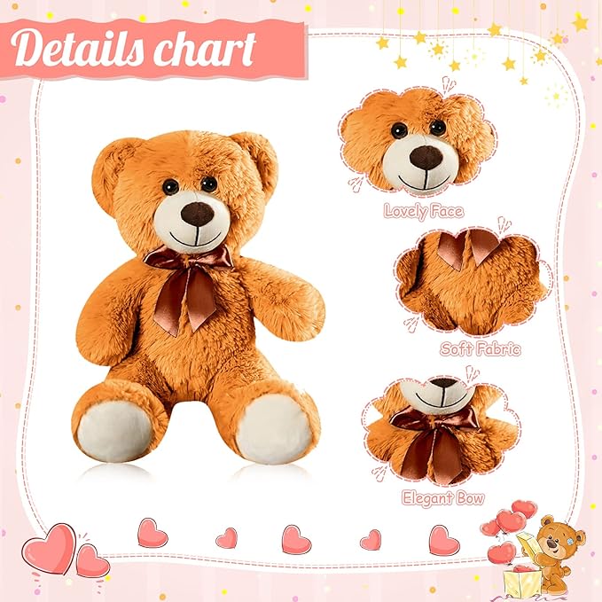 Skylety 10 Pcs Bears Bulk Stuffed Animal Plush Toys 10-14 Inches Birthday Party Favors(Cute Colors)