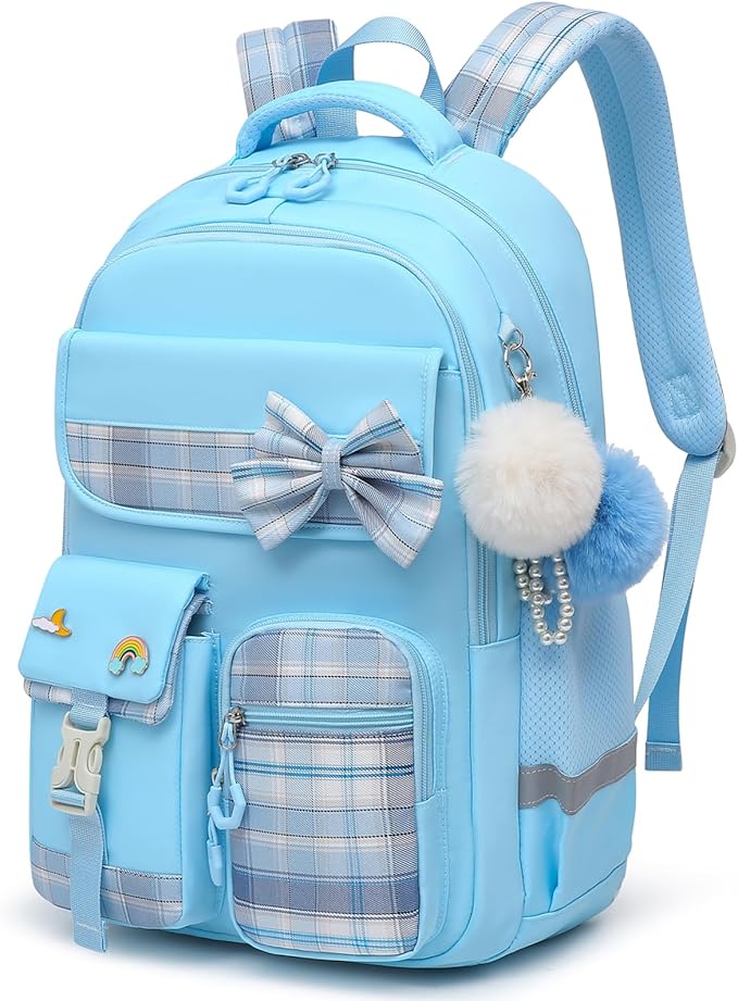School Backpack for Girls Kids Bookbag for Elementary Middle School Casual Travel Daypack Teen Backpacks Blue