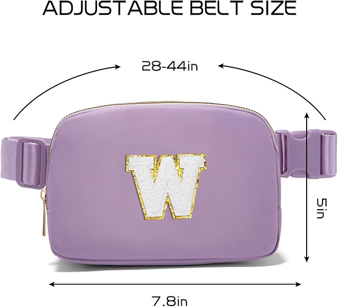 Gitus Birthday Gifts for 8 9 10 11 12 13 Year Old Girls Personalized Fanny Pack Crossbody Bags with Initial Letter Patch Belt Bag for Teen Girls Cute Trendy Stuff Travel Essentials (Lavender-W)