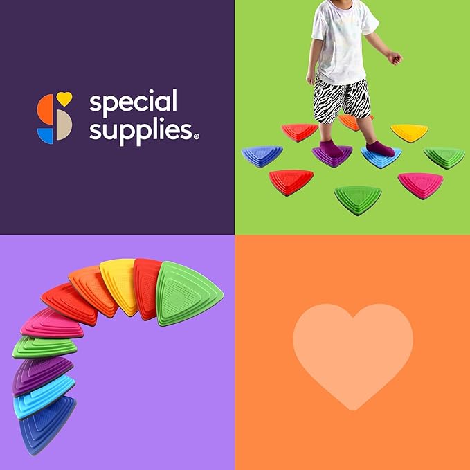 Special Supplies 10 Stepping Stones for Kids Indoor and Outdoor Balance Blocks Promote Coordination, Balance Strength Child Safe Rubber, Non-Slip Edging