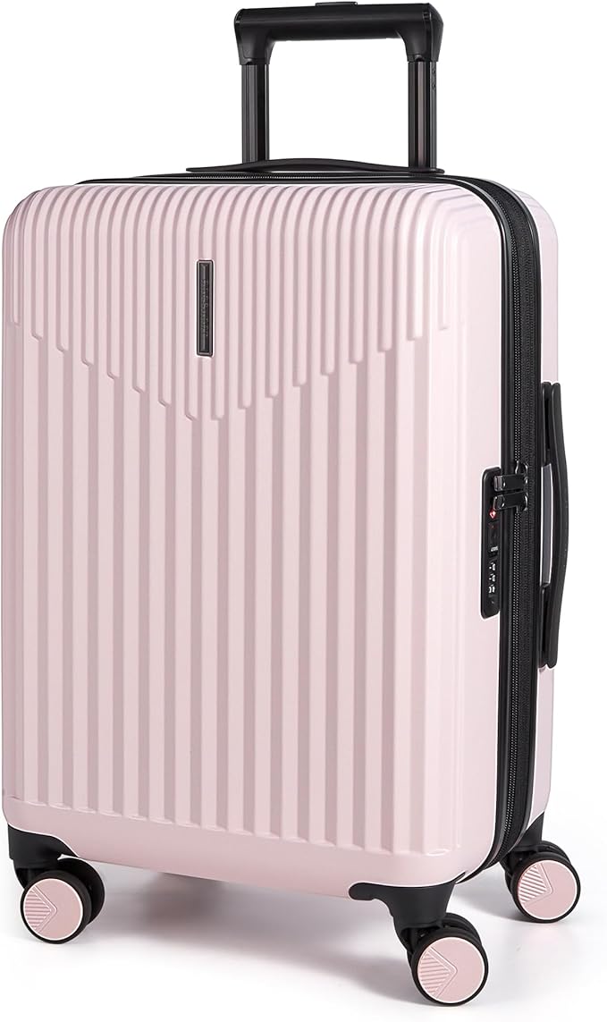 BAGSMART Carry On Luggage 22x14x9 Airline Approved with Spinner Wheels,100% PC Hardside Expandable Luggage with TSA Lock for Trips, 20 Inch Rolling Suitcases for Men Women,BlackPink