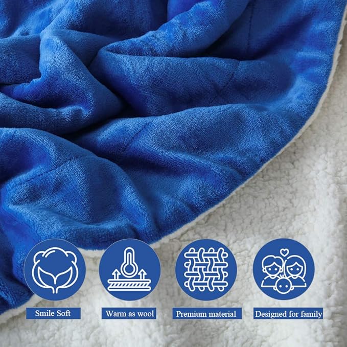 NANPIPER Bed Blanket Reversible Sherpa Flannel Blanket Super Soft Fuzzy Plush Fleece Microfiber (90"x90" Princess Blue) Queen