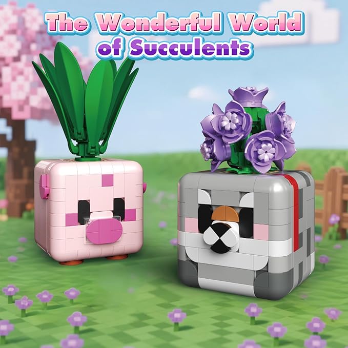 Botanicals Flowers Building Blocks Toys for Kids - Boys, Girls, Adult Desk and Room Decor Displays - Christmas Stocking Stuffers and Birthday Gifts