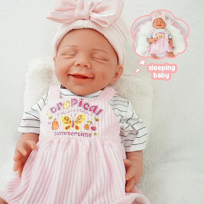 17.72 in Full Silicone Reborn Baby Dolls, 1:1 Lifelike Newborn Dolls Non Vinyl Realistic Reborn Toddler Dolls Boy Washable Sleeping Doll
