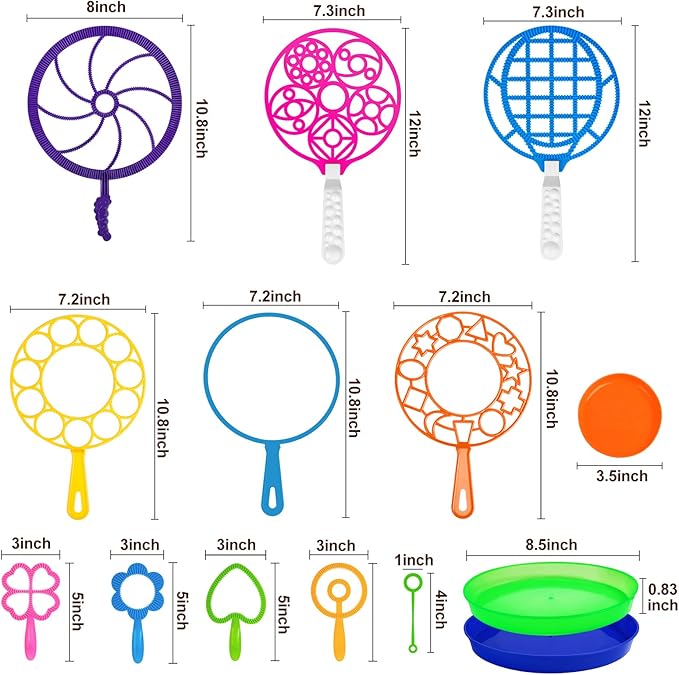 Roberly Bubble Wands Set Toys Bulk Funny Big Giant Large Bubble Making Maker with Tray for Kids Adult Summer Outdoor Playtime Activity Party Favors Gifts Birthday Games
