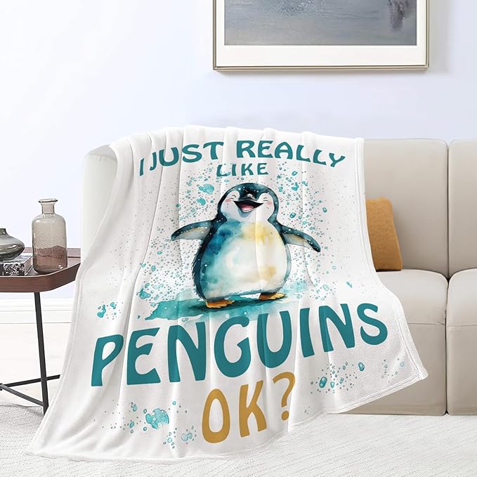 Penguin Blanket Cute Penguin Throw Blanket Gifts for Kids Girls Boys Adults Women Men Super Soft Cozy Plush Fluffy Fuzzy Fleece Blanket Decor 40''X50''