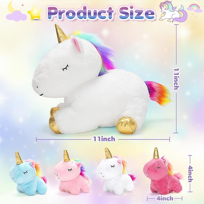 KIZZYEA Toys for Girls Ages 0 1 2 3 4 5 6 7 8+ Years, Unicorn Plush Toys Set, Soft Unicorn Mommy Stuffed Animal with 4 Baby Unicorns in Her Tummy, Birthday for Baby, Toddler, Kids