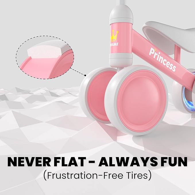 BEKILOLE Baby Balance Bike for 1 Year Old Girl Gifts, 12-24 Month Toddler Balance Bike, 4 Silent Wheels Pre-School First Ride On Toys, 1st Birthday Gifts