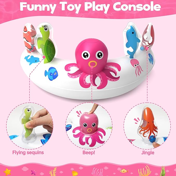 ZIZZ Baby Pool Float with Canopy - 2025 New Inflatable Baby Swim Float with UPF50+Sun Protection, Baby Infant Pool Float with Toy Play Console Adjustable Seat for Toddler Kids Aged 6-36 Months