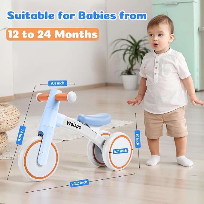welspo Baby Balance Bikes for 1 Year Old Boys Girls 12-24 Months Kids Toddler First Bicycle Infant Walker Children No Pedal 3 Wheels Mini Bike Riding Toys