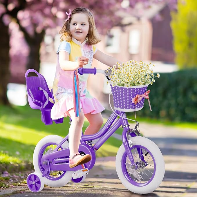 XJD Girls Bike for Toddlers and Kids Ages 2-12 Years Old,12 14 16 Inch Kids Bike with Training Wheels & Basket