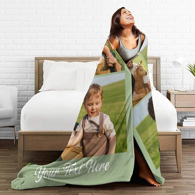 Custom Blanket with Photos, Personalized Blankets with Picture, I Love You Girlfriend Boyfriend Couples Gifts, for Birthday Christmas Women Men Adult Kids Mom Dad Wife Husband