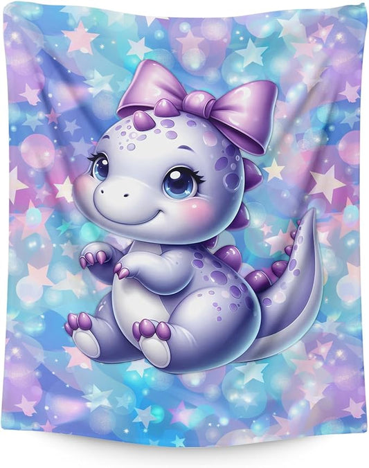 Girls Blanket Dinosaur Blankets for Girls Teens Gifts for Daughter On Bed Sofa, Cozy 60 x 50 Inches Flannel Throws for Bed Living Room Garden