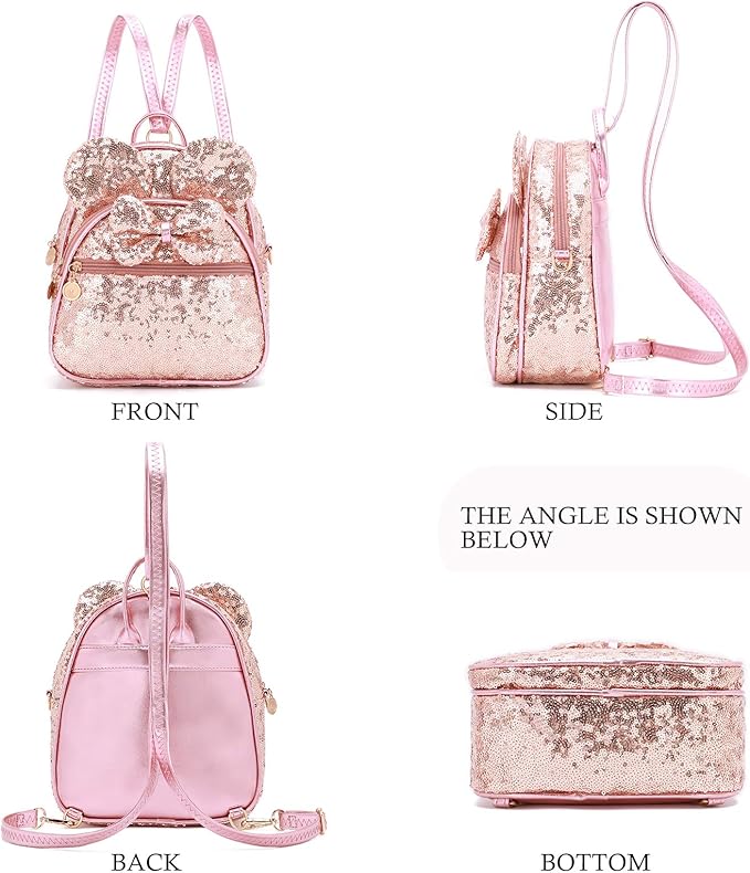 KL928 Girls Mini Backpack Bowknot Polka Dot Cute Small Daypacks Convertible Shoulder Bag Purse for Women