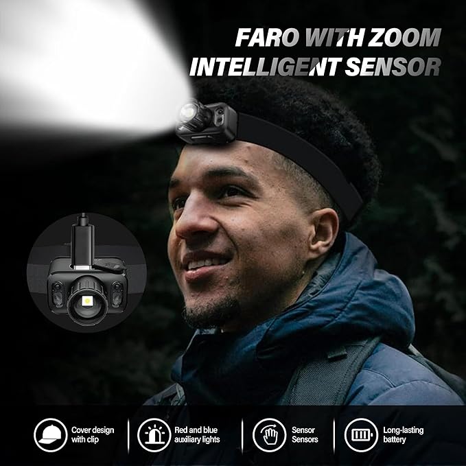 PHILIPS SFL3183RH LED Headlamp Rechargeable,Waterproof Flash Light for Outdoor,Camping Accessories Gear,6 Modes for Hiking, Running, Repairing, Fishing, Cycling,USB Cable Included