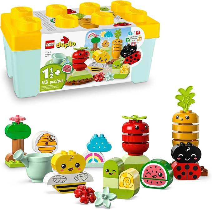 LEGO DUPLO My First Organic Garden Brick Box Building Toys - Stacking Blocks for Toddlers, Girls & Boys, Ages 1.5+ - Sensory Learning & Educational Toys for Fine Motor Skills - 10984
